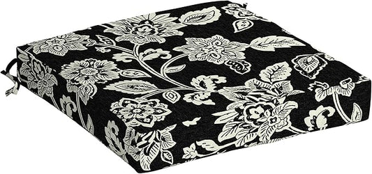 Arden Selections Outdoor Seat Cushion, 19 x 19, Rain-Proof, Fade Resistant 19 x 19, Ashland Black Jacobean (Pack of 4)