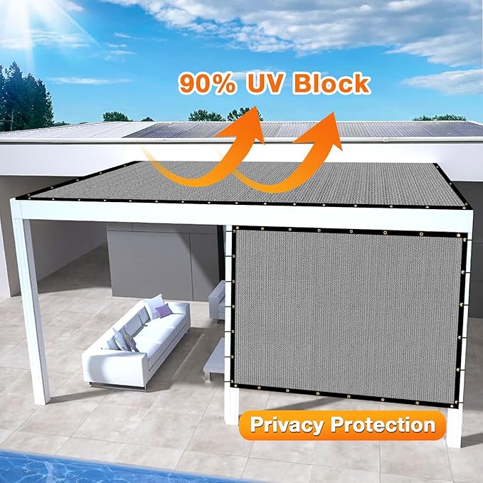 Artpuch Outdoor Pergola Shade Cover 4x22 FT Sun Shade Cloth with Grommets Light Grey 90% UV Protection Canopy Patio Privacy Screen (Customized Available)