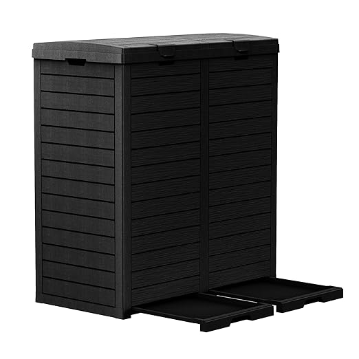 Vixzen 68Gallon Outdoor Trash Can with Lid,Waterproof Resin Waste Bin,Lightweight,Large Sturdy Garbage Bin for Patio,Kitchen,Backyard,Black