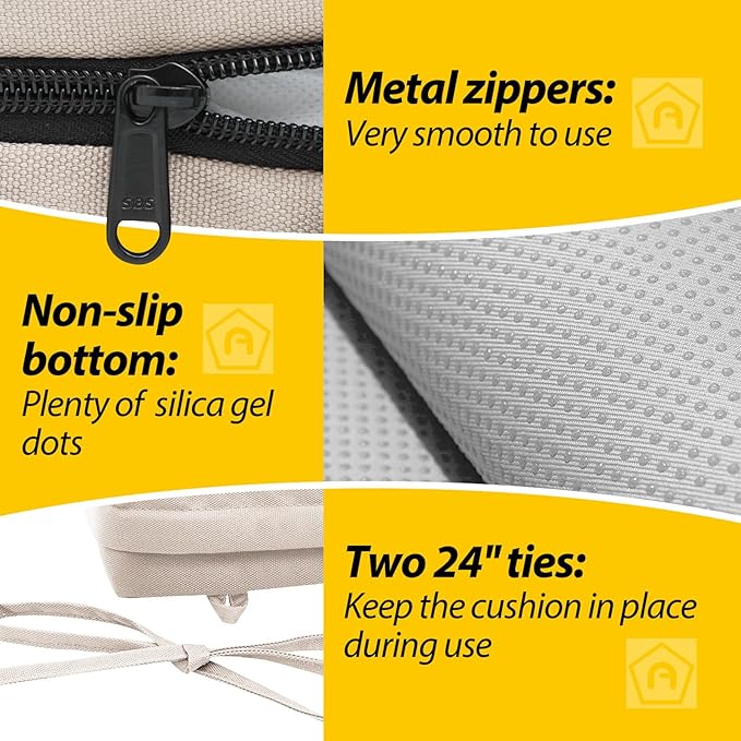 AAAAAcessories Outdoor Seat Cushions for Chairs, Waterproof, Fade-Resistant Patio Furniture Replacement Cushions, 18.5" x 16" x 3", Set of 2, Khaki Beige