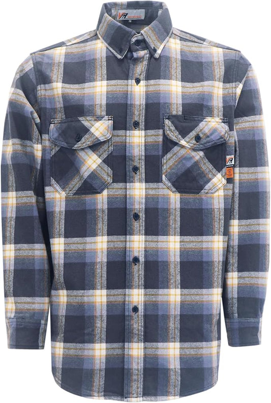 VATRENUS FR Shirts for Men Plaid Flannel Jacket 8.5oz Heavyweight Flame Resistant Welding Shirt