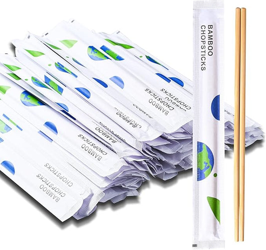 VIWIK 50 Pairs Premium Disposable Chopsticks - Individually Wrapped Natural Bamboo Reusable Chopstick - Japanese Korea Wooden Chop sticks, Portable Individually Wrapped chopsticks, 9 Inch
