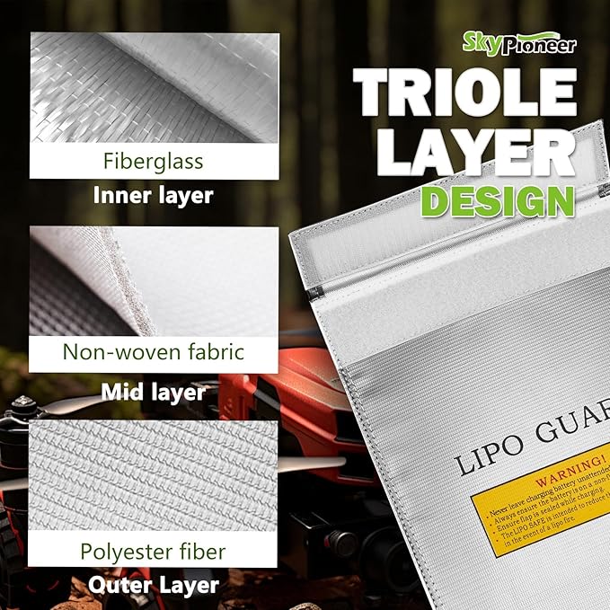 2 Pack Lipo Safe Bags, Fire Retardant Lipo Battery Bag, 6.9''x9'' Silver, Fireproof Explosion-proof Sack for Charging and Storage