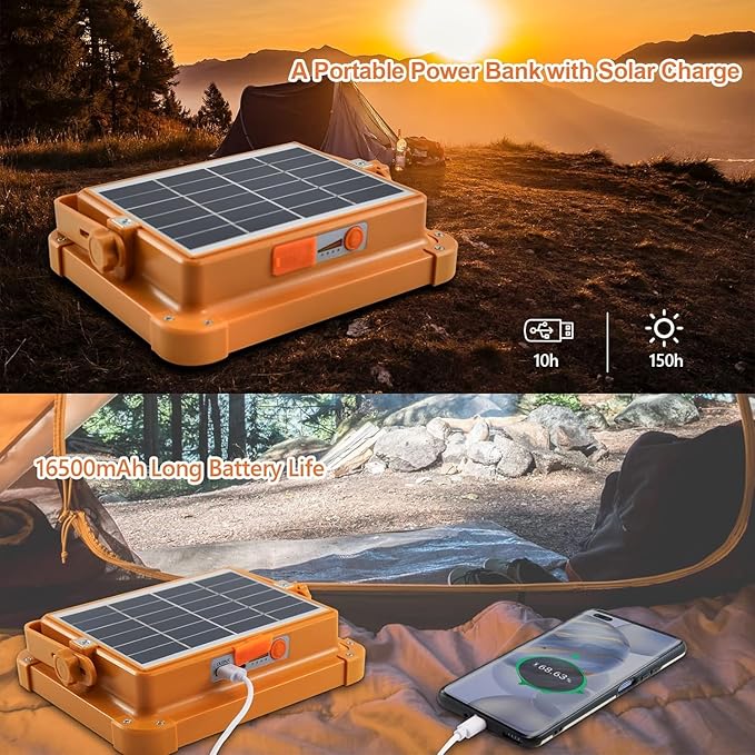 Portable LED Work Solar Light 100W 16500mAh 10000 LM with Stepless Brightness Job Site Battery Rechargeable LED Floor Light for Emergency Worklight for Hurricane Father's Day Gift