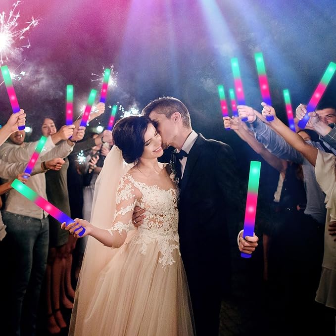 210 PCS Foam Glow Sticks with 3 Modes Colorful Flashing, Glow in Dark Party Supplies, Bulk for Wedding, Raves, Concert, Halloween, 4th of July