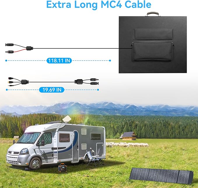 400W Portable Solar Panel for Most Power Stations, Foldable & Lightweight Solar Suitcase with Kickstands, 40V MC4 & Multi-Output for Solar Generators, RVs, Camping, and Outdoor Use