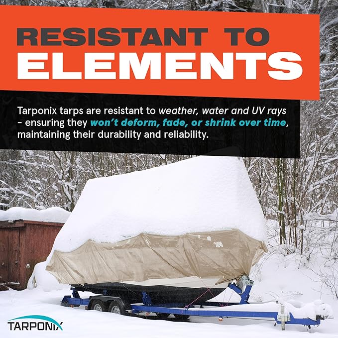 18' x 24' Extra Heavy-Duty Tan Poly Tarp – 12 Mil Thick, Waterproof, UV-Resistant Polyethylene with Reinforced Edges, Double-Stitched Hems, and Rustproof Grommets