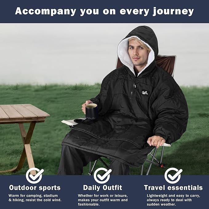 Catalonia Outdoor Windproof Wearable Stadium Blanket, Oversized Waterproof Wearable Blanket Poncho