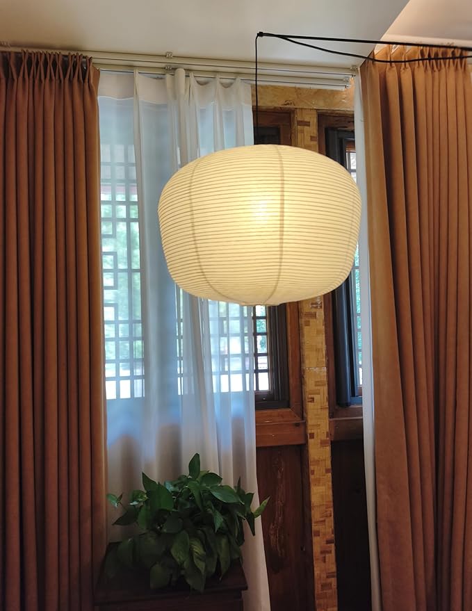 Hytsoeee(19.69Inch) Large Paper Lantern,White Wax Gourd Paper Lamp Shade, Chinese Foldable Rice Paper Lamp Shade,Handmade Pendant Light Cover for Indoor Ceiling Decoration (19.69)