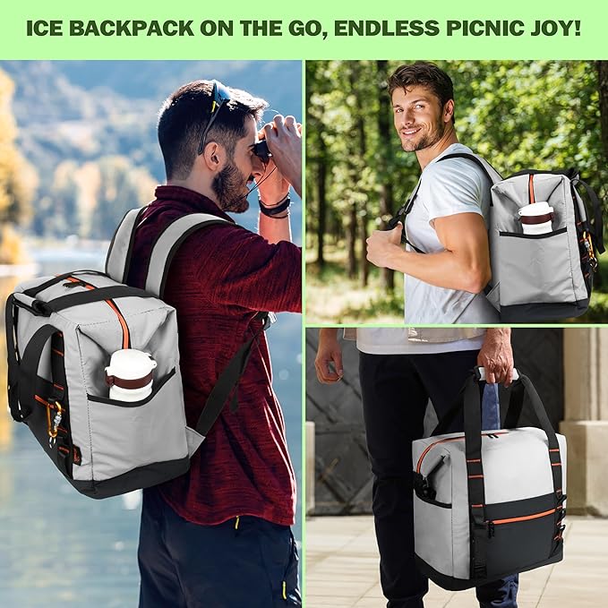 Tirrinia Cooler Backpack Waterproof Insulated for Men & Women,36 Cans Soft Leakproof Cooler Backpack, Portable Cooler for Camping, Beach, Fishing, Picnic, Travel, Outdoor