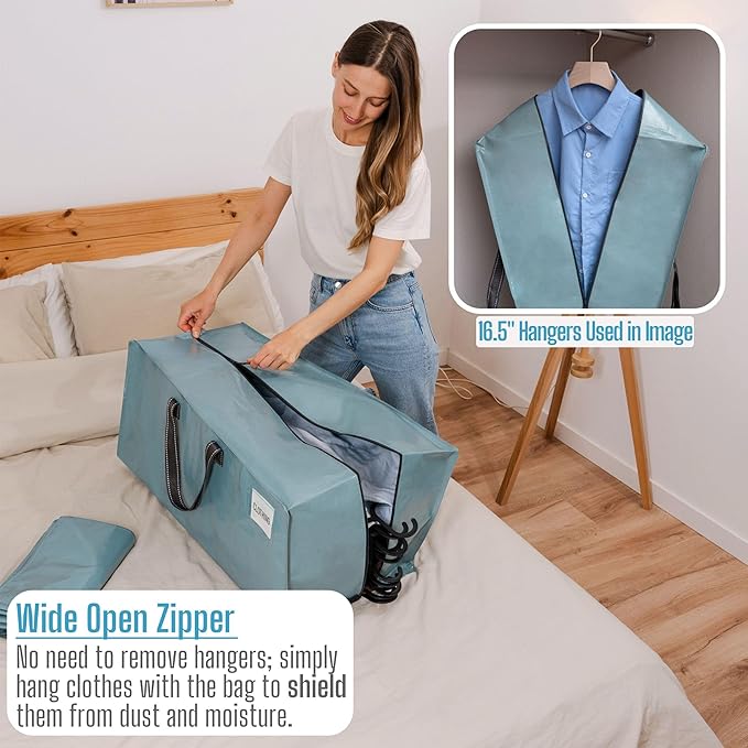 VENO 6 Pack Moving Bags w/Backpack Straps, Heavy Duty, Moving Boxes Alternative, Packing Supplies, Large Storage Totes for Dorm Room Essentials with Zipper for Clothes (Shiny Light Blue, 6 Pack)