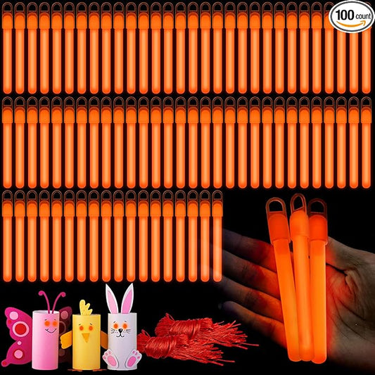 Lewtemi 4" or 6" 100 Pack Bright Glow Sticks Bulk, Glow in The Dark Party Supplies Birthday and Holidays Party Favors