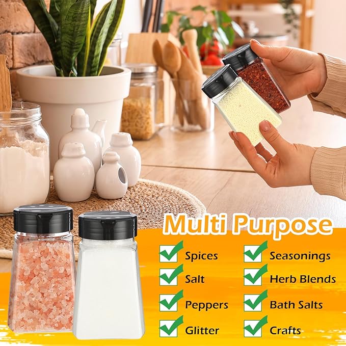 30 Pack Plastic Spice Jars with Shaker Lids Clear Seasoning Containers Spice Bottles for Kitchen Storing Spice Herbs Seasoning Powders(Cuboid,9.3 oz)