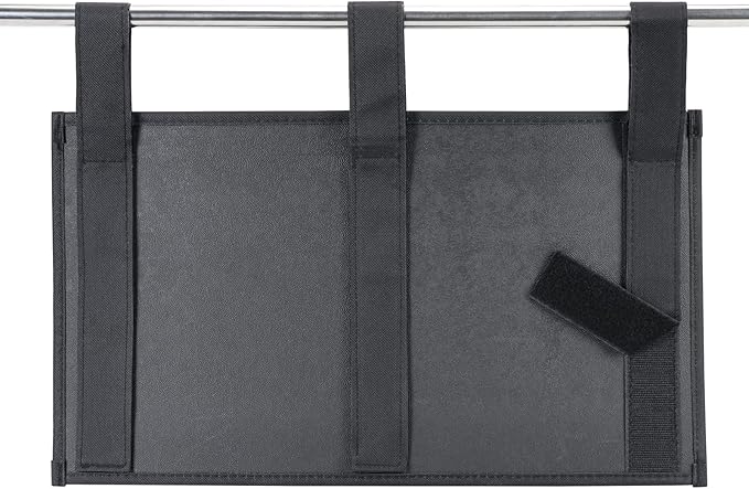 Hanging Bedside Caddy, Bedside Storage Organizer for Magazine, Phone, Remote control (6 Pockets-Black)