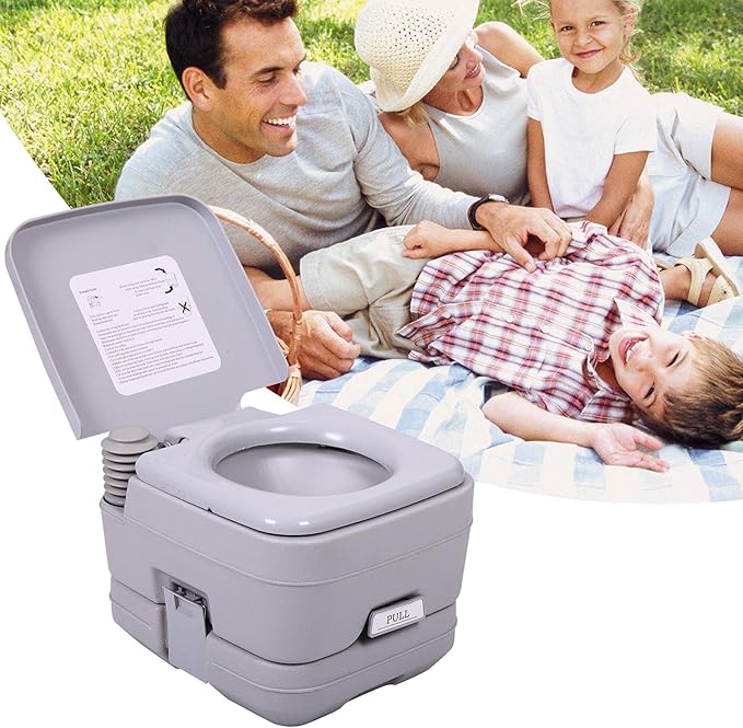 JAXPETY 2.6 Gallon Outdoor Portable Toilet for RV Travel, Camping, Boating & Car, Leak-Proof Cassette Toilet, Grey
