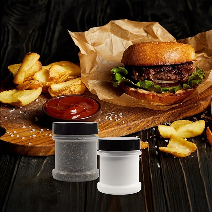 Cornucopia Brands Mini Plastic Spice Jars w/Sifters (12-Pack, Black); 2 Tablespoon Capacity (1 Fluid Ounce) Spice Bottles for Travel, Glitter, Gifts, Favors