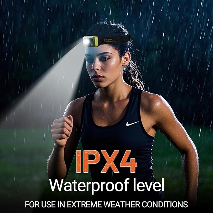 Himalaya LED Headlamp Flashlight, Green Head Lamp with White Red Light, Lightweight Waterproof IPX64 Headlight with Comfortable Headband for Camping Hiking Running Work Travel