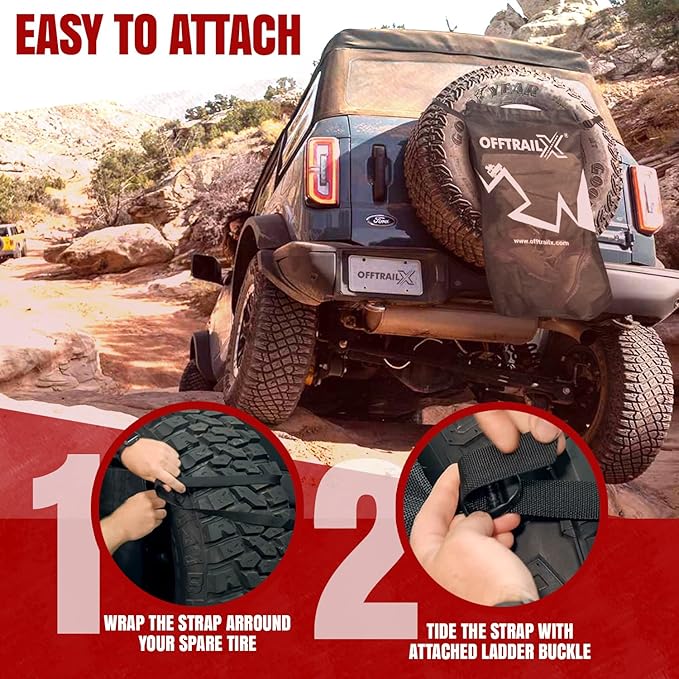 Spare Tire Hanging Mesh Trash Bag Heavy Duty Cargo Storage Bag for Wrangler, Bronco, Jeep, Truck, SUV, Car, Trunk Organizer for Camping, Beach, Outdoor, Off-Road Recovery Gear