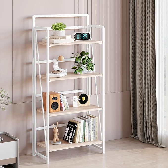 BHG No Assembly Folding Bookshelf for Living Room,Collapsible Book Shelf for Home Office, Portable Bookcase Storage Organizer Rack Shelves