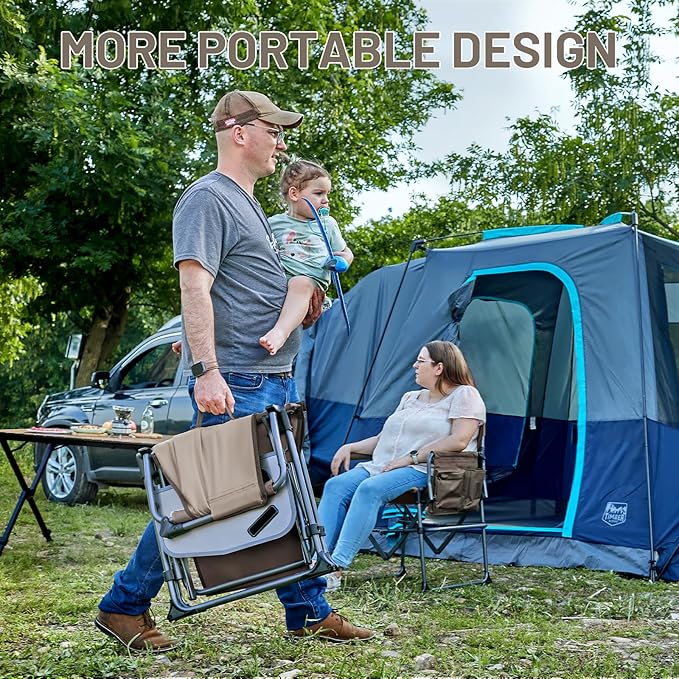 Timber Ridge Aluminum Camping Directors Chair with Side Table Pocket, Portable Folding Chair, Heavy Duty Lawn Chair for Fishing Trip Picnic Concert Outdoor 400lbs, Tan