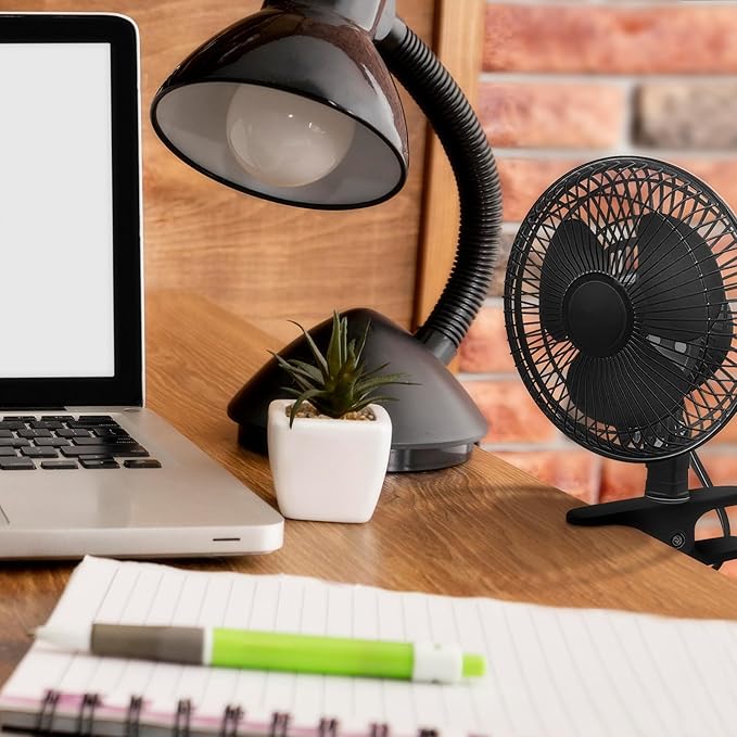 JOEY'Z 2 Pack - 6 INCH - 2 Speed - Adjustable Tilt, Whisper Quiet Operation Clip-On-Fan - Black