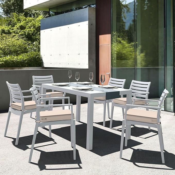 LVTXIII Patio Chair Cushions 19"x19"x3", Water-Repellent Outdoor Seat Cushions for Patio Furniture, Square Chair Pads with Ties for Home Garden Decoration, Set of 2, Beige