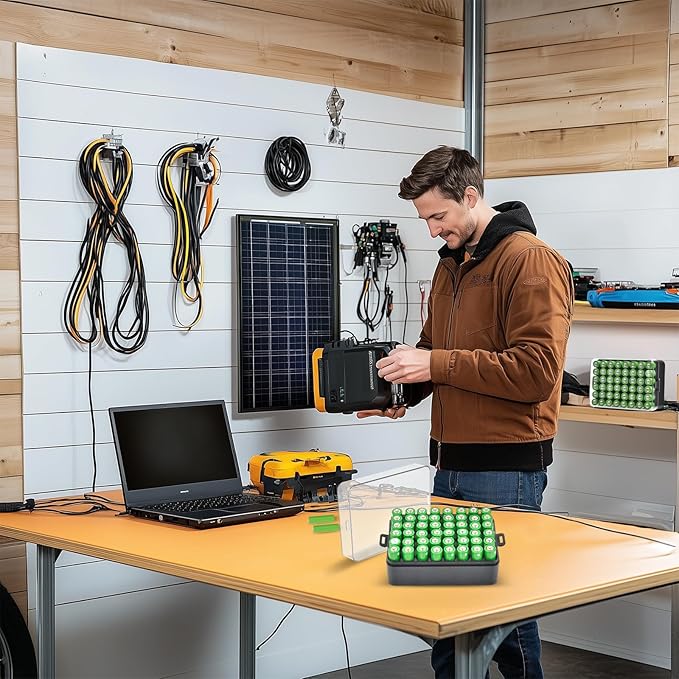 ALCYON Battery Organizer Storage Case, Small Battery Vault Box Container for 48pcs AA Batteries, Plastic Clear Protective Battery Holder for Travelling/Home/Office (Black, Large)