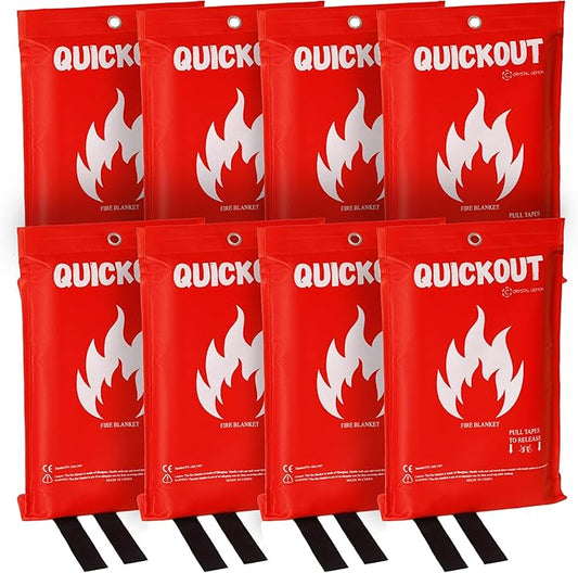 Crystal Lemon Fire Blanket 8-Pack, Home and Kitchen Fire Safety Blankets, Heavy-Duty, Large Fire Retardant Covers Made of Durable Glass Fiber, CL-Fire-01