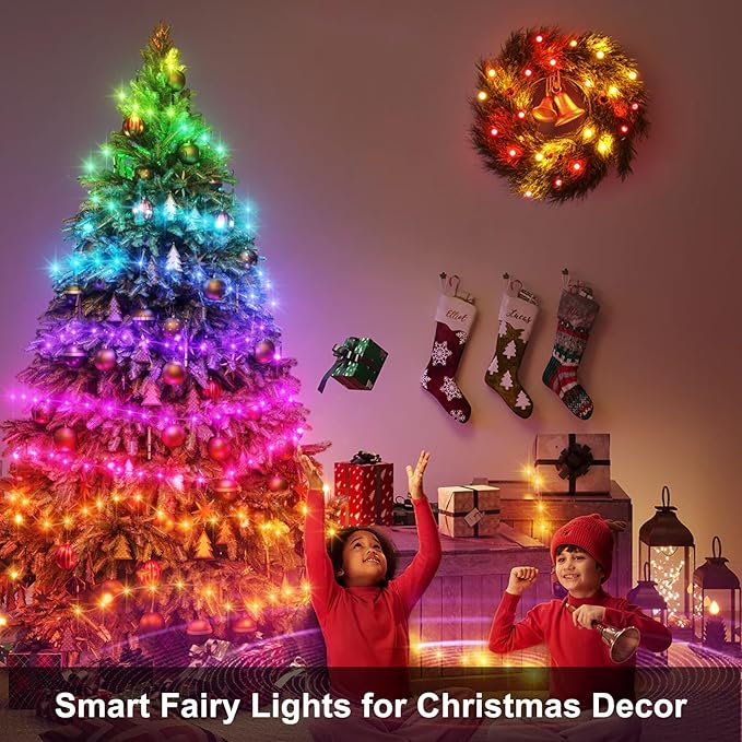 Smart Fairy Lights 33Ft 100 LED Twinkle String Lights with Remote & APP Control, Color Changing USB Christmas Tree Lights Music & Mic Sync for Halloween Bedroom Holiday Party Decor