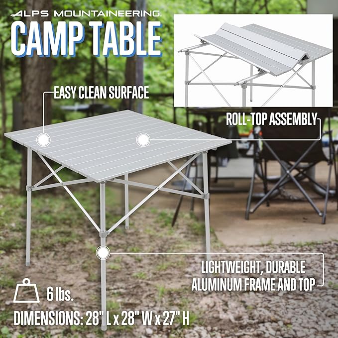 ALPS Mountaineering Aluminum Roll-Top Camp Table with Fast Setup and Compact Storage