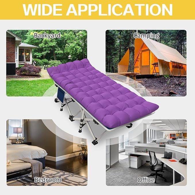 2 Pack Camping Cot with Comfortable Mattress Camping Bed Cots for Sleeping Cot for Adults 2 Person Folding Cot Heavy Duty with Carry Bag for Home Outdoor Indoor