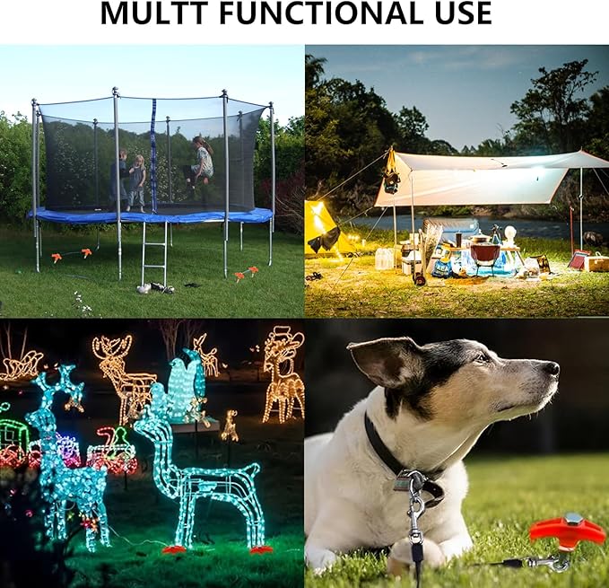 8" Tent Stakes Heavy Duty 12 Pack, Screw in Tent Stakes, Metal Threaded Camping Stakes, Ground Anchors for Canopies, Gardening and Inflatable Decor, with Storage Box and Hex Socket