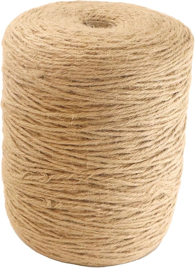3mm x 1000 Feet Natural Jute Rope, Twine for Gardening Tomato Climbing Plant Tie Floristry Crafts Gift Wrapping Packing Decor