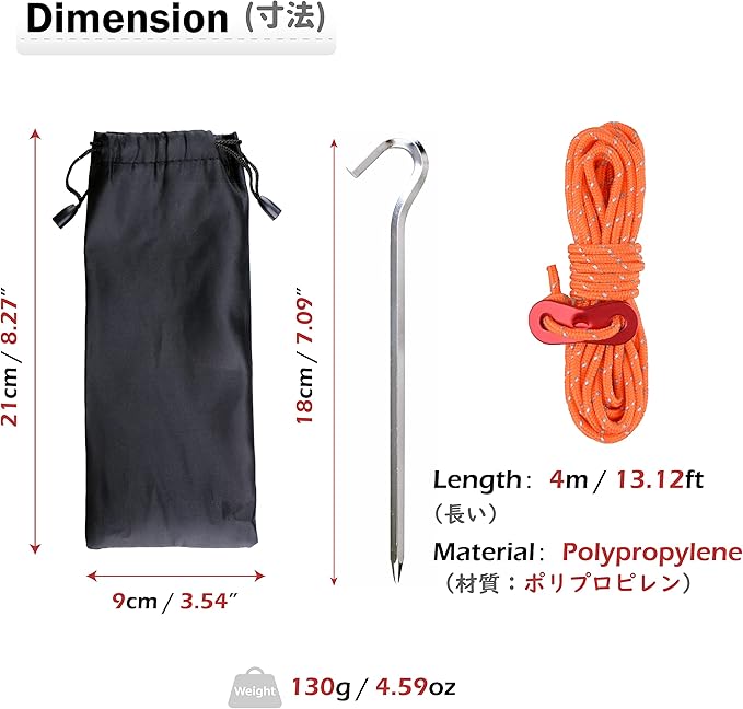 Azarxis Reflective Cord Pack Tent Guyline Rope High-Strength Lightweight with Aluminum Cord Adjuster for Tying Down Tarps, Camping Tent, Outdoor Packaging