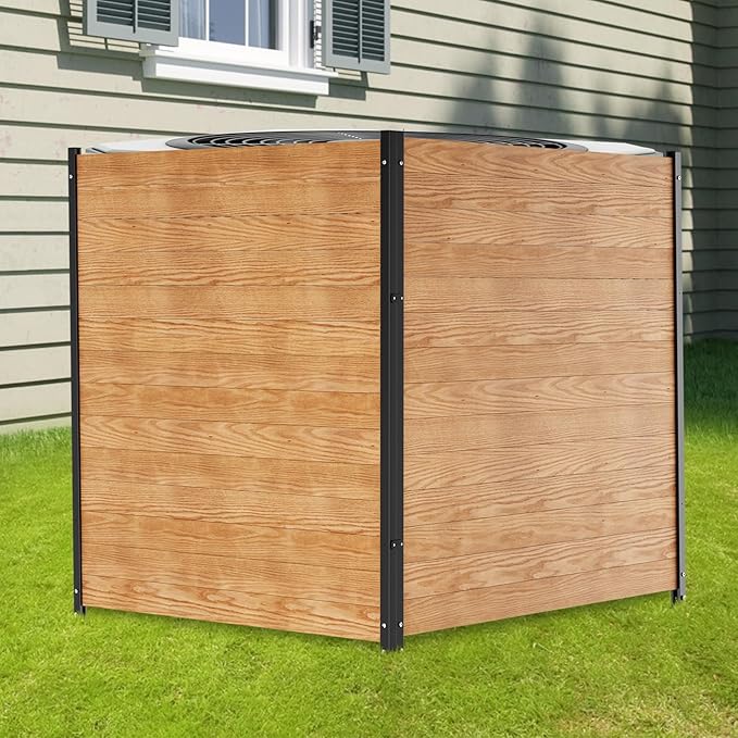 LILYPELLE 36in W x 44in H Air Conditioner Fence, 2 Panels Outdoor Wood Fence Privacy Screen with Metal Stakes, Outside Trash Can Pool Equipment Enclosure Panels Decorative Fences