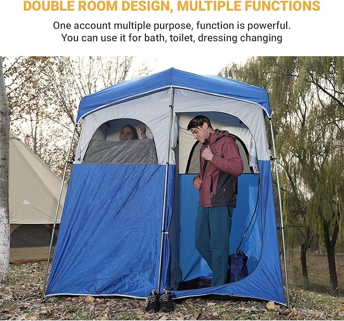 KingCamp Shower Tent, Portable Privacy Tent Outdoor Camping 1/2 Room Toilet Tents with Shower Bag & Dressing Room for Beach, Camping & Hiking