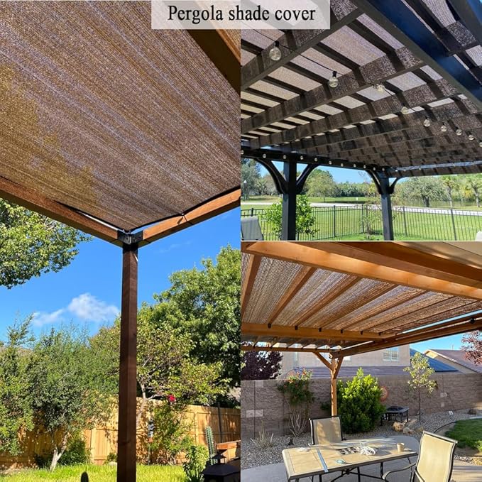 90% Sun Shade Cloth for Patio, 10x15 Ft Breathable Sunshade Fabric for Garden, UV Resisant & Privacy Protection Shade Screen for Pergola, Backyard, Deck, Pool, Balcony, Mocha