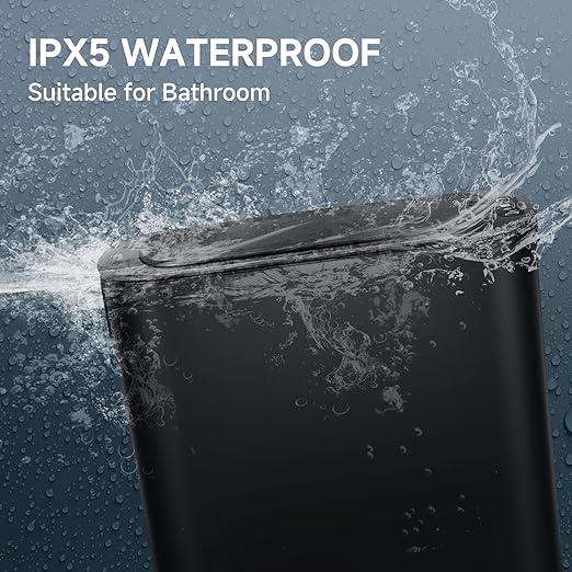 5 Gallon Motion Senor Bathroom Trash Can with Lid, Automatic Garbage Can Touchless, Smart Plastic Waste Basket for Narrow Spaces, Bathroom, Office, Bedroom, Living Room (Black)