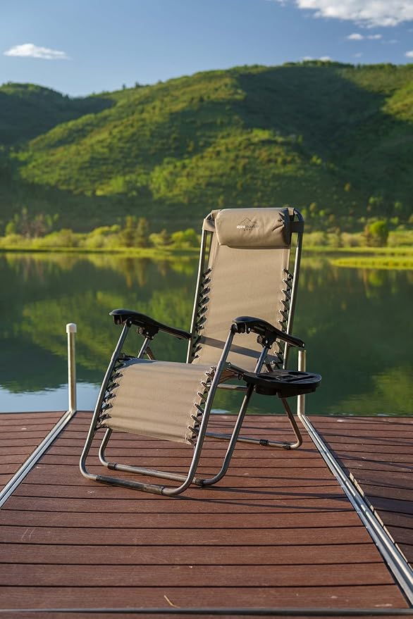 Heavy Duty Zero Gravity Chair with Adjustable Reclining, Extra Large Side Table, Gray 600D Polyester, Powder-Coated Steel Frame, 300 lbs Capacity (2)