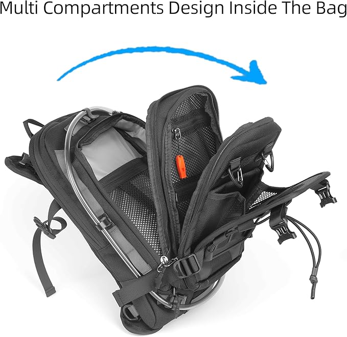 Rhinowalk motorcycle tank bag backpack, separate water bag, duffel bag with molle system, fits most adventure and sport motorcycle frames