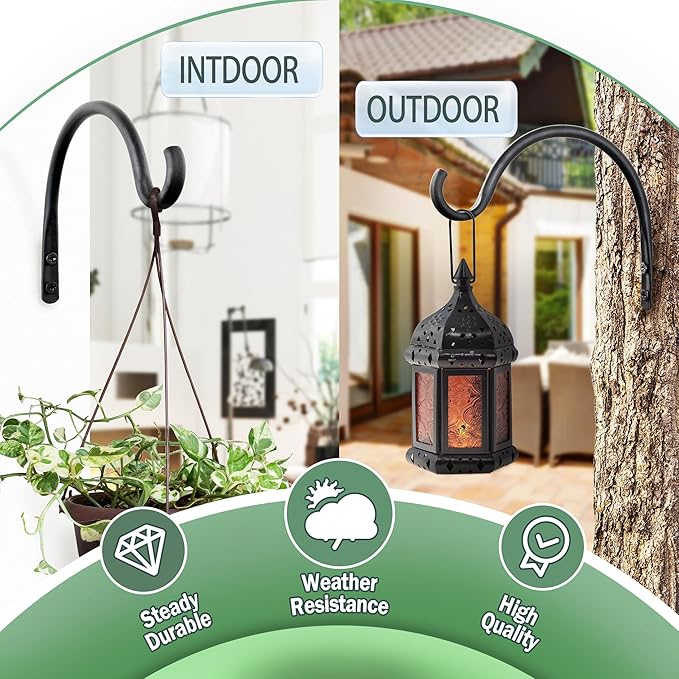AJART Hanging Plant Hanger Outdoor: 8-Inch Bird Feeder Wall Hooks - Rust-Resistant Plant Bracket Hook for Hanging Flower Baskets