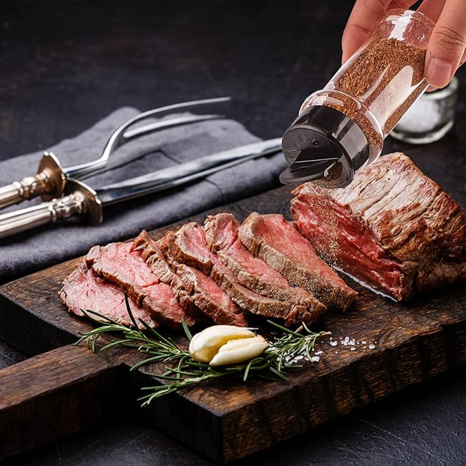 TUZAZO 3 oz Plastic Spice Jars with Shaker Lids and Labels, 24 Pcs Clear Empty Spice Bottles Seasoning Containers for Spice, Herbs and Seasoning Powders