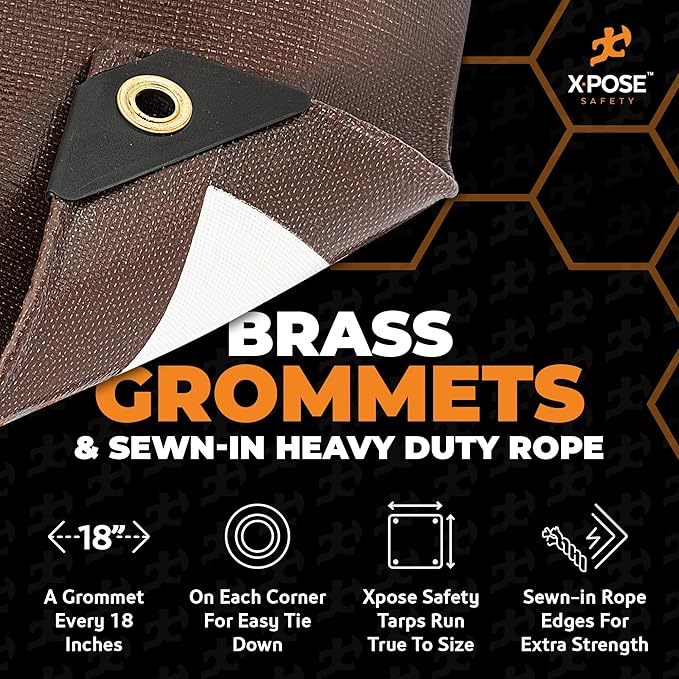 20' x 40' Brown/White Ultra Heavy Duty Tarp - 20 Mil Tarps Heavy Duty Waterproof 20x40 - Extra Large Outdoor Tarp, Waterproof Tarp Cover for Rain Camping, Tent Tarp, UV Protection, Reinforced Corners