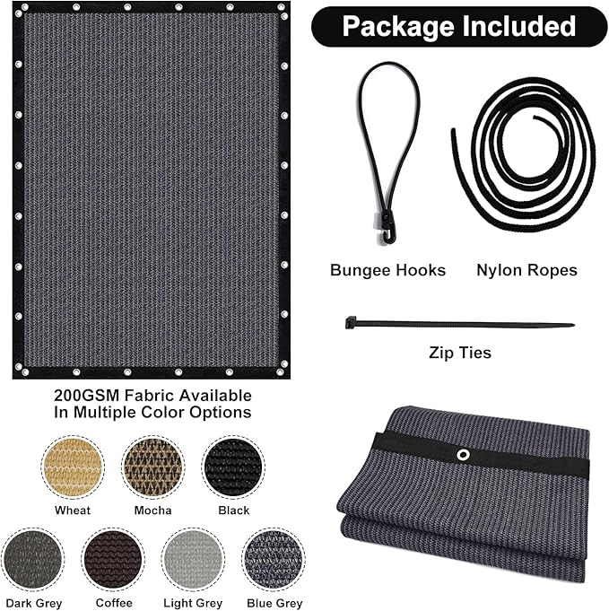 Artpuch 90% Sun Shade Cloth, 3 x 16 FT Pergola Shade Cover Canopy with Grommets, Sun Screen Fabric Tarp for Patio, Outdoor, Garden, Backyard, Blue Grey