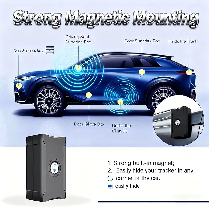 GPS Tracker for Vehicles Cars Long Battery Life to 90 Days, Strong Magnet, Unlimited Range, Geo-Fence, 4G Real Time Car Tracker Device Hidden Vehicle Tracking Devices, Subscription Needed