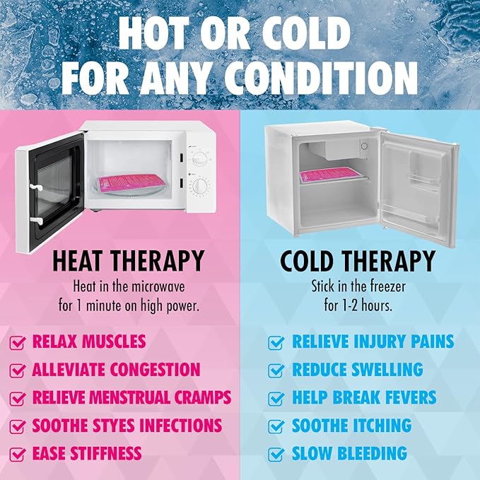 Perfect Remedy 2-Pack Gel Ice Packs for Injuries, Soft and Flexible Hot & Cold Compress, Soothing Ice Packs Aid for Sprains, Strains & Soreness conditions, Alternative to Hot Water Bottles (Pink, Reg)