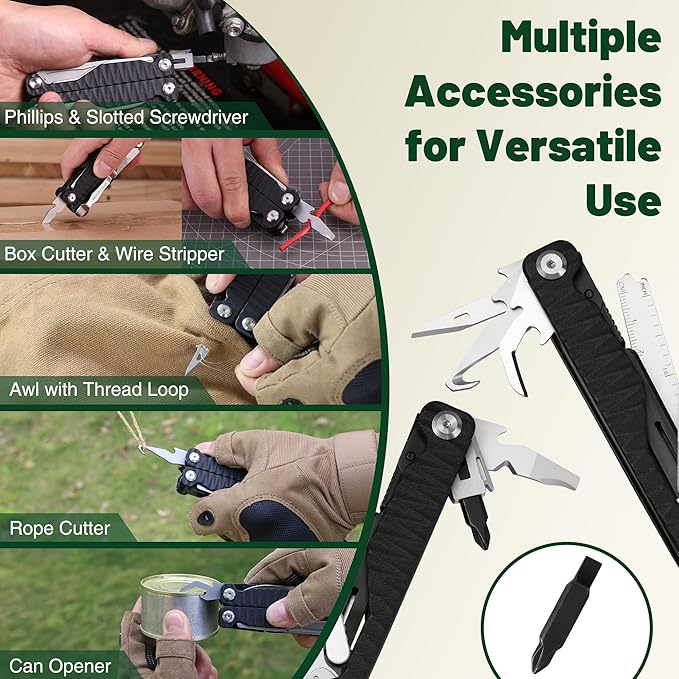 MOSSY OAK Multitool, 17-in-1 MultiTool Pliers with Nylon Sheath, Wire Stripper, Box Cutter, Bottle Opener, Screwdriver, Durable Multi Tool for Camping, Hiking, Hunting & EDC