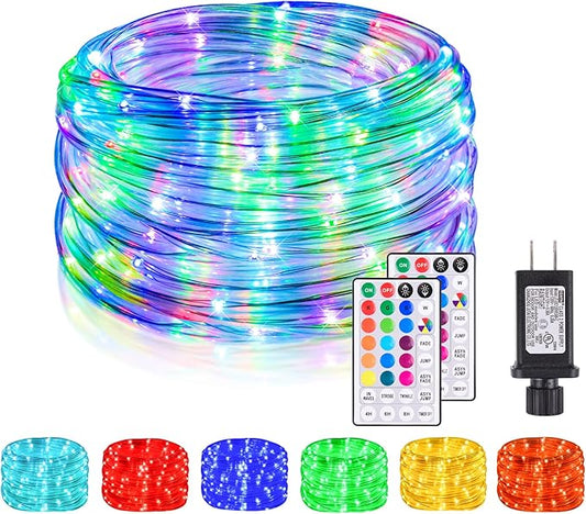 49Ft LED Rope Lights for Outside, 18 Colors Changing Outdoor Fairy String Lights with Remotes, Waterproof 150 LEDs Colored Rope Lighting Plug in for Bedroom Patio Party Halloween Christmas