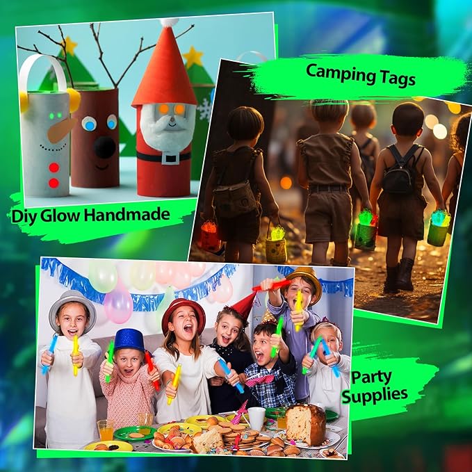 Lewtemi 4" or 6" 100 Pack Bright Glow Sticks Bulk, Glow in The Dark Party Supplies Birthday and Holidays Party Favors