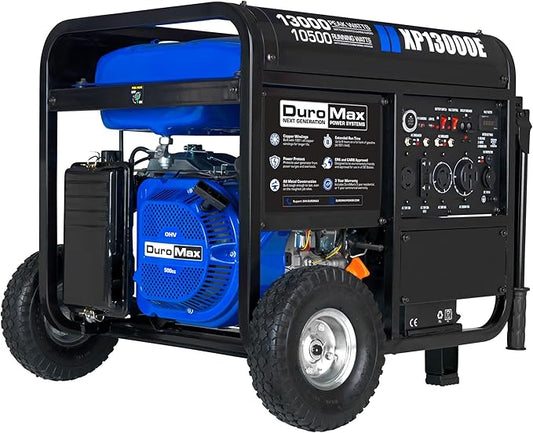 DuroMax XP13000E 13,000-Watt Gas Powered Portable Generator - Electric Start, Whole Home Backup Power, Transfer Switch Ready, RV & Emergency Ready
